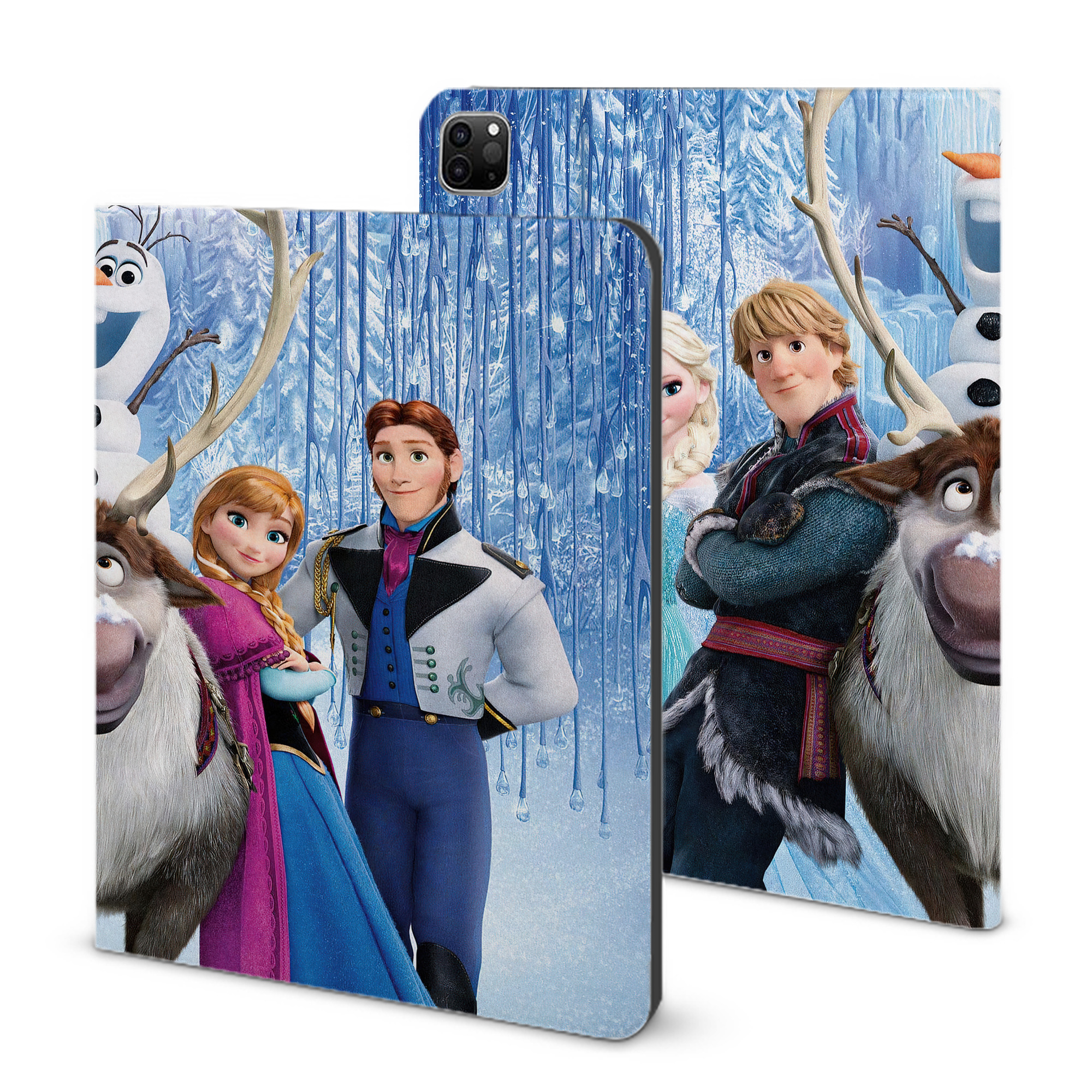 （画像用） アナと雪の女王 アンナ エルサ Frozen Anna Elsa IPad ケース ブック型 PUレザー TPU 耐衝撃 軽量 薄型 ペン収納なし 全面保護 IPad 各モデル対応